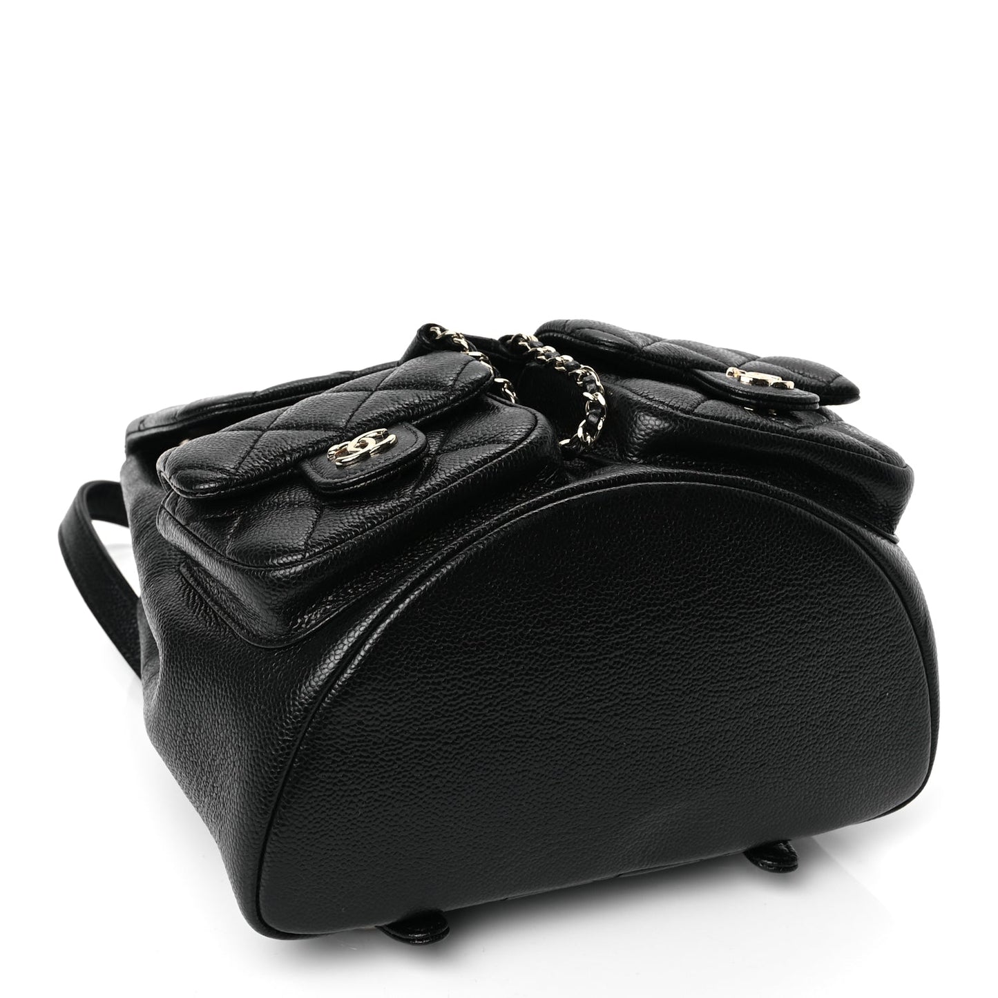 Chanel Shiny Caviar Quilted Small Duma Pockets Drawstring Backpack Black