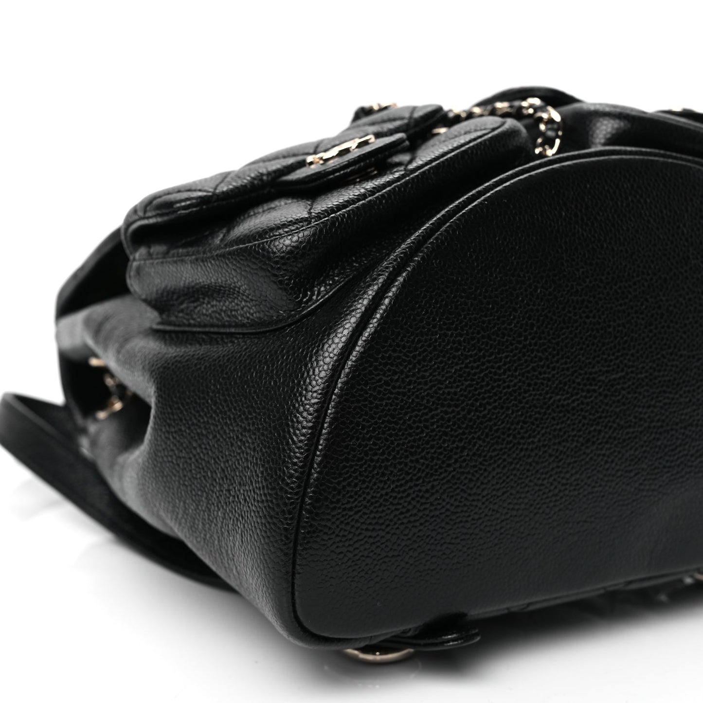 Chanel Shiny Caviar Quilted Small Duma Pockets Drawstring Backpack Black