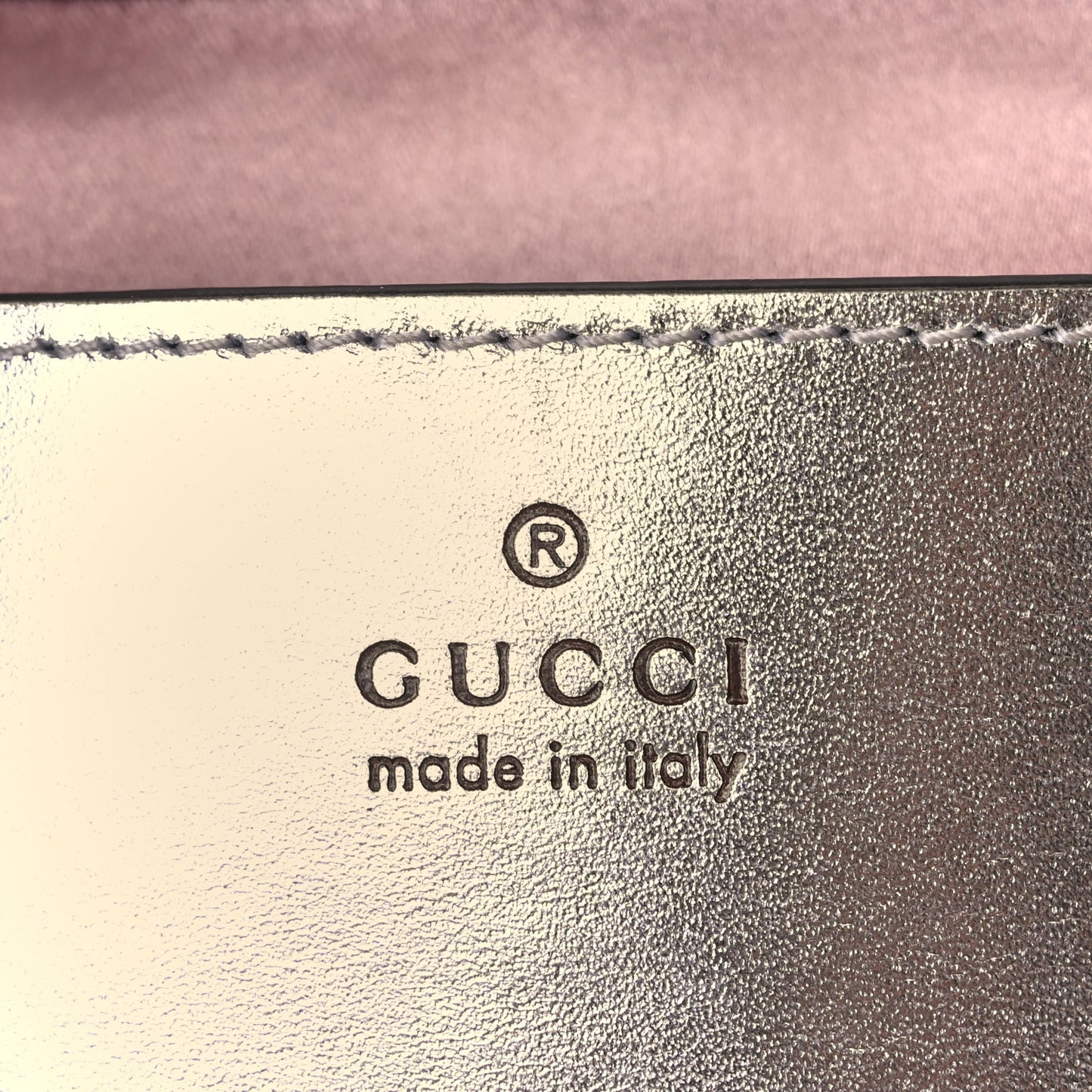 Gucci Iridescent Nappa Chevron Matelasse Mini GG Marmont Shoulder Bag Iridescent Escape Pink