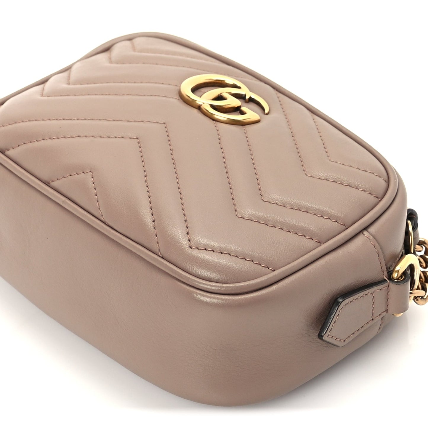 Gucci Calfskin Matelasse Mini GG Marmont Chain Shoulder Bag  Perfect Pink