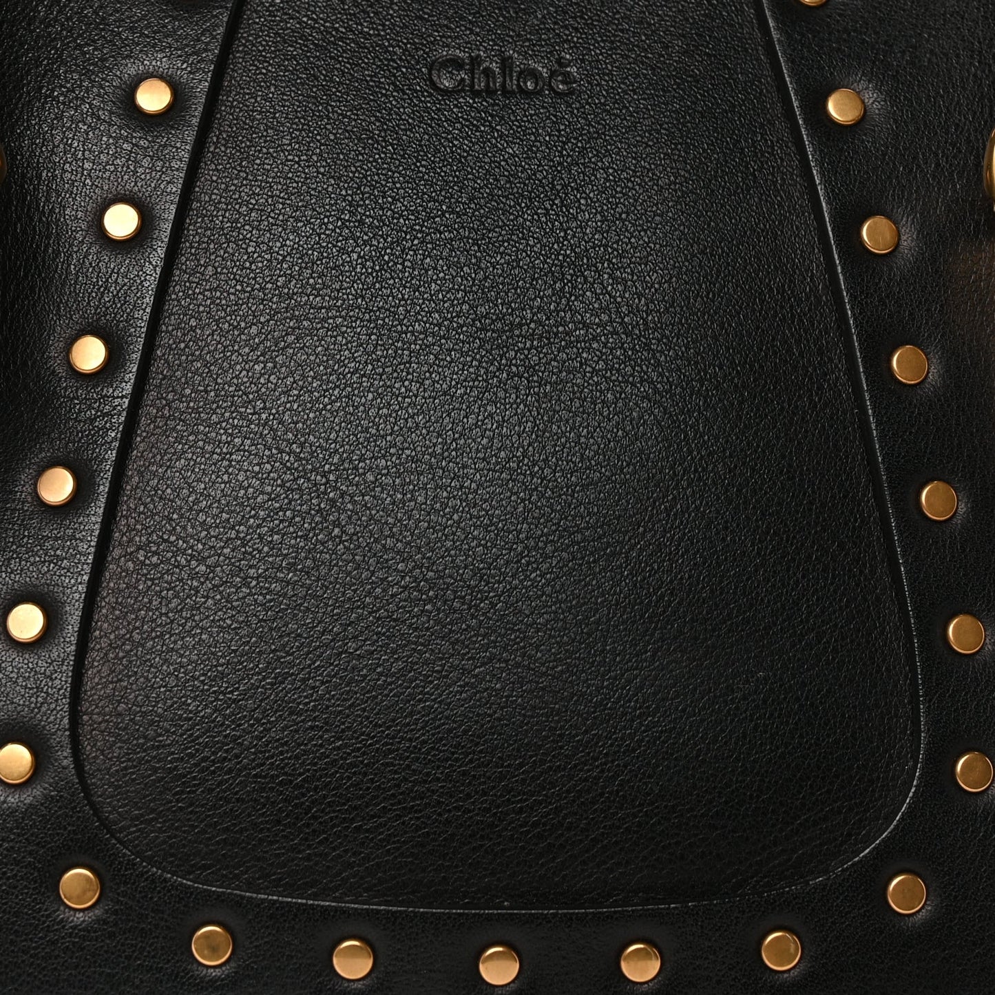 Chloe Calfskin Studded Hayley Double Carry Satchel  Black