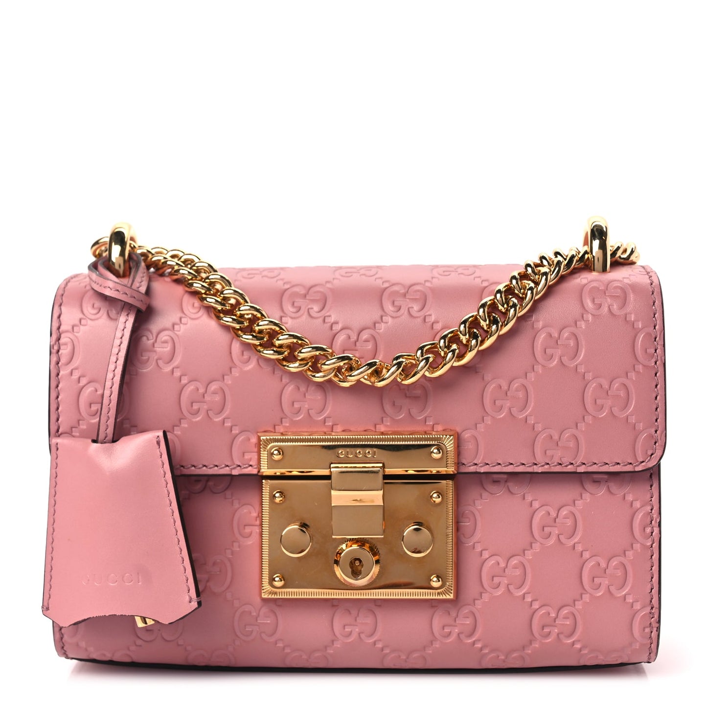 Gucci Guccissima Small Padlock Shoulder Bag Rose Baby Candy