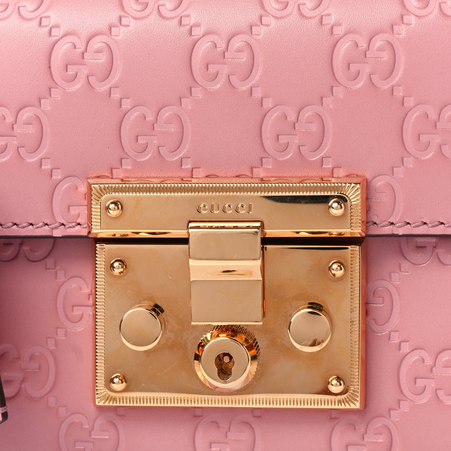 Gucci Guccissima Small Padlock Shoulder Bag Rose Baby Candy