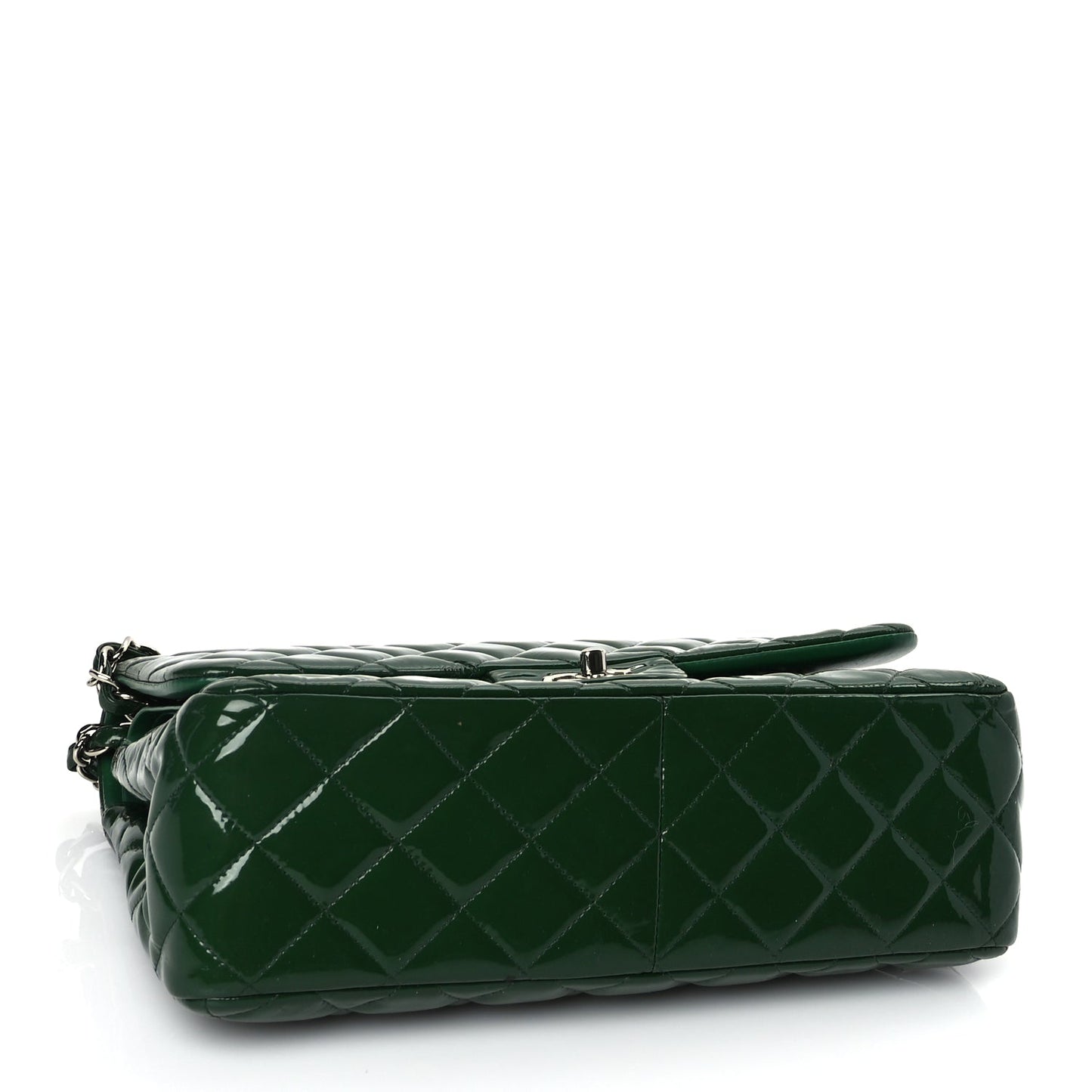 Chanel Patent Quilted Jumbo Double Flap Green