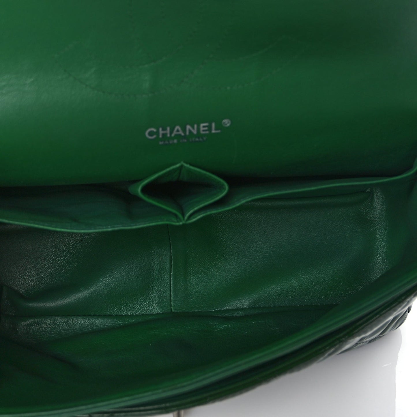 Chanel Patent Quilted Jumbo Double Flap Green