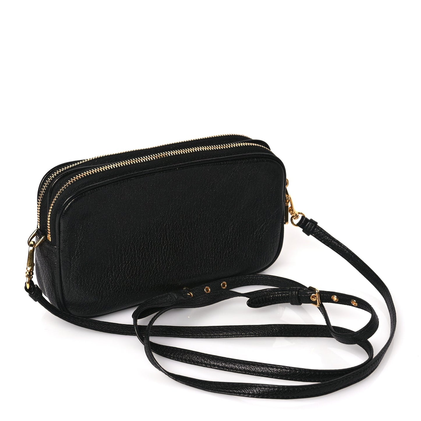 Miu Miu Goatskin Madras Double Zip Pochette Clutch Black
