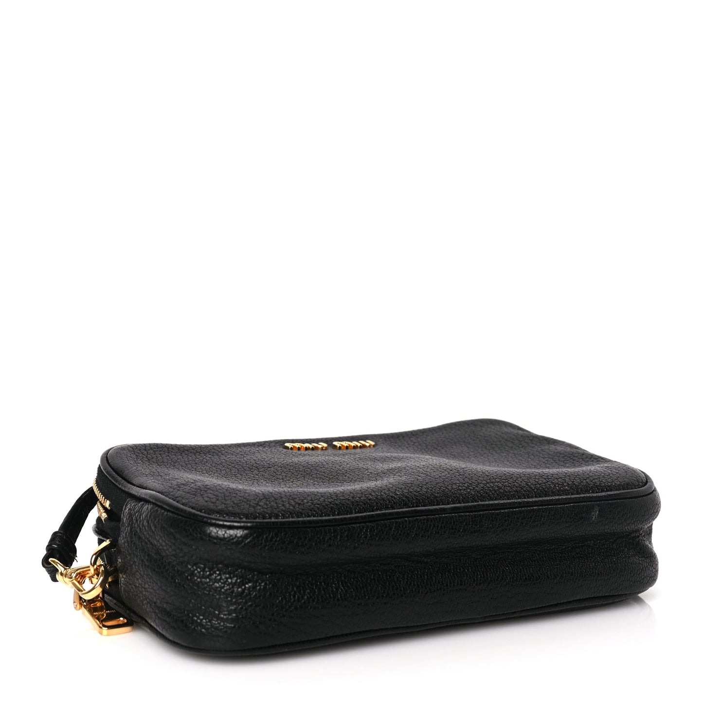 Miu Miu Goatskin Madras Double Zip Pochette Clutch Black