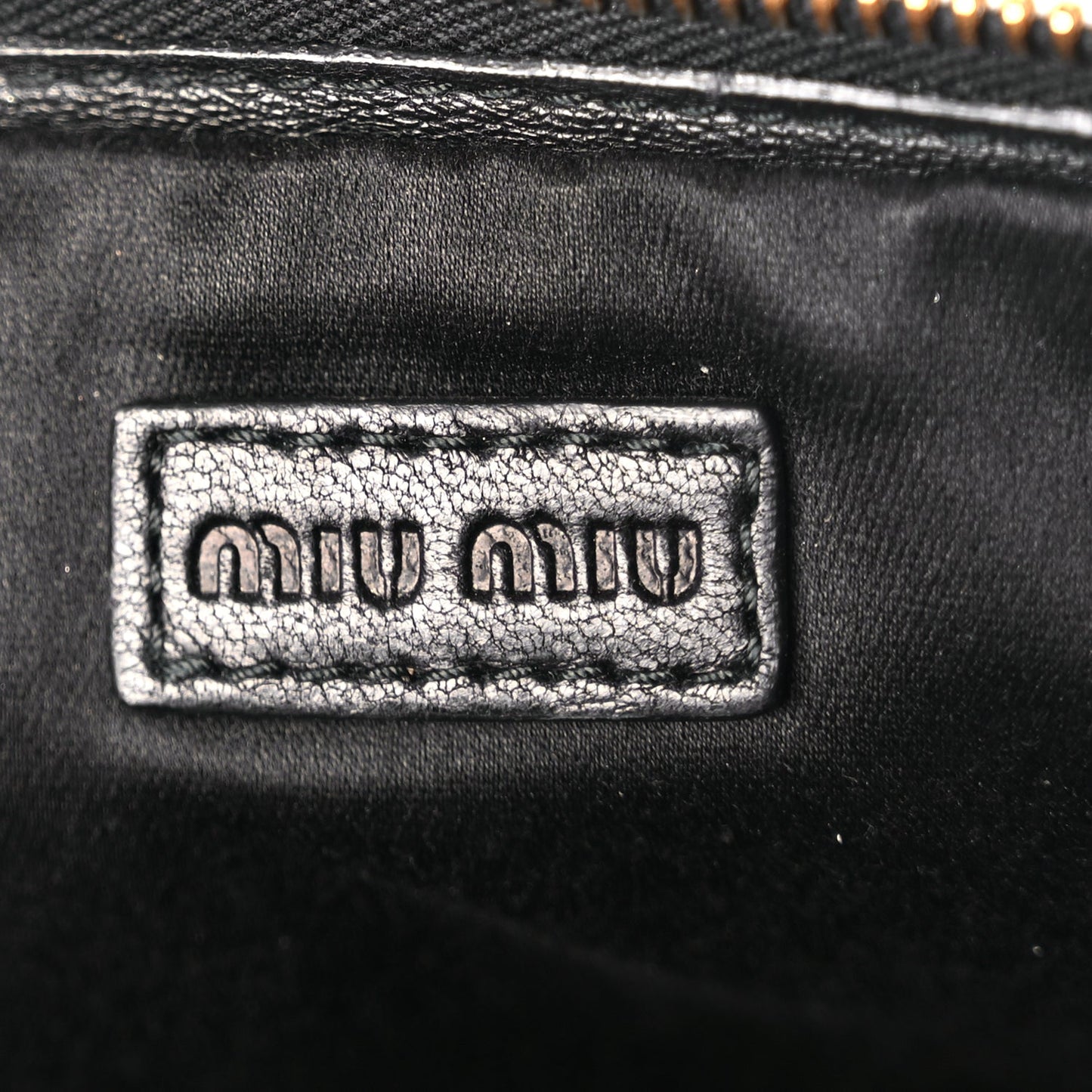 Miu Miu Goatskin Madras Double Zip Pochette Clutch Black