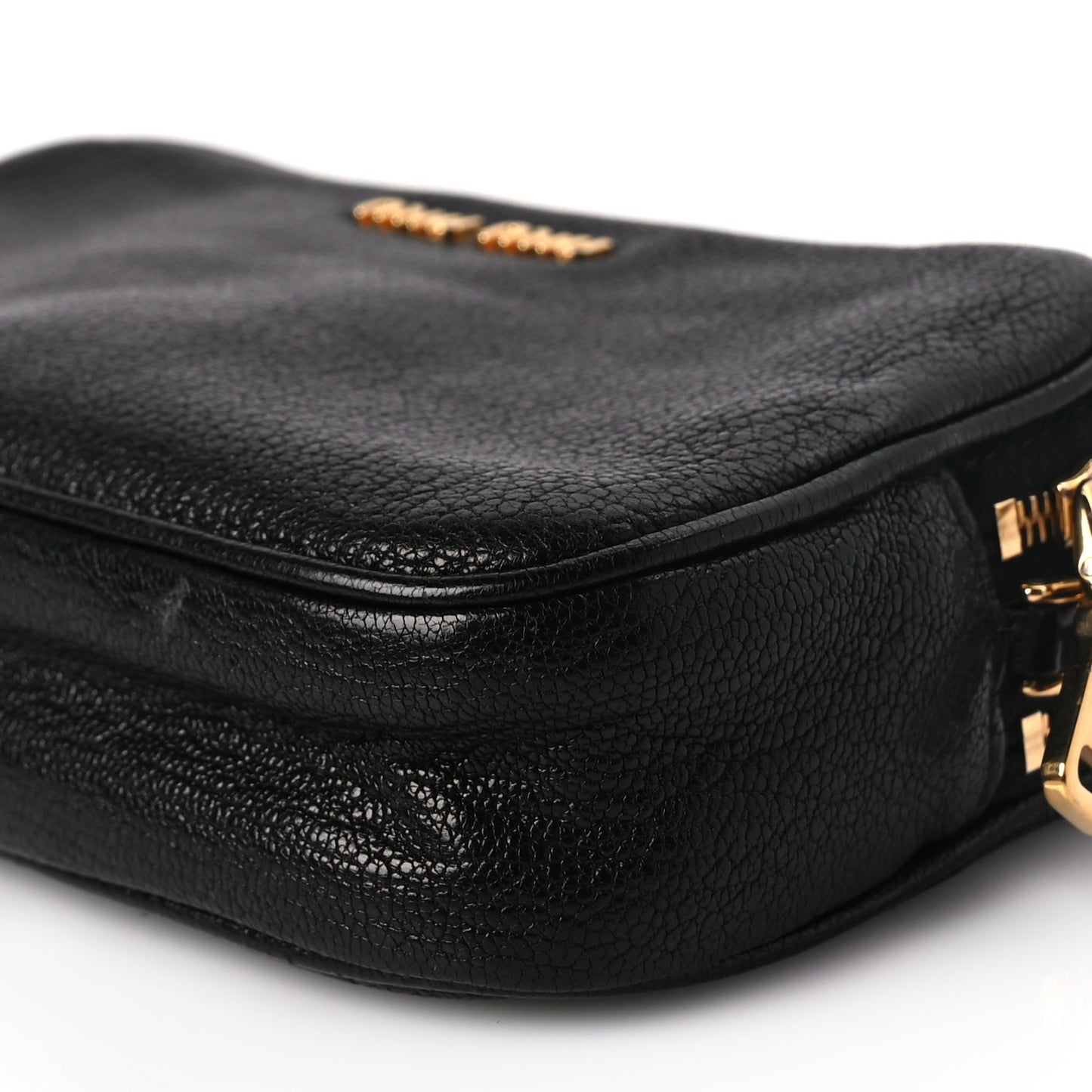 Miu Miu Goatskin Madras Double Zip Pochette Clutch Black