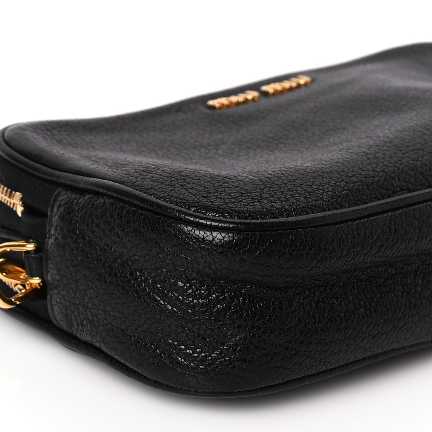 Miu Miu Goatskin Madras Double Zip Pochette Clutch Black