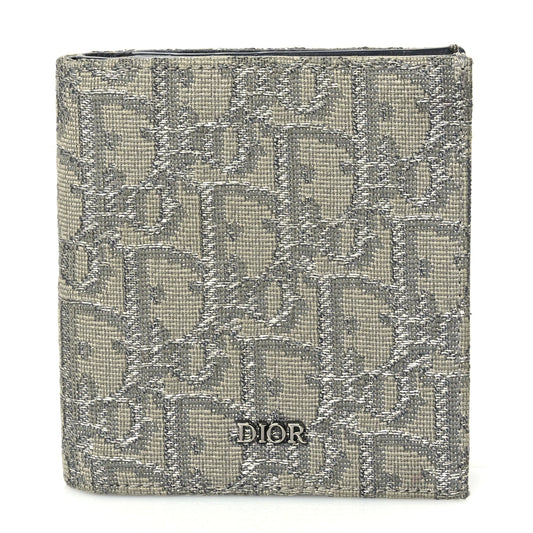 Christian Dior Oblique Bi-Fold Card Holder Grey