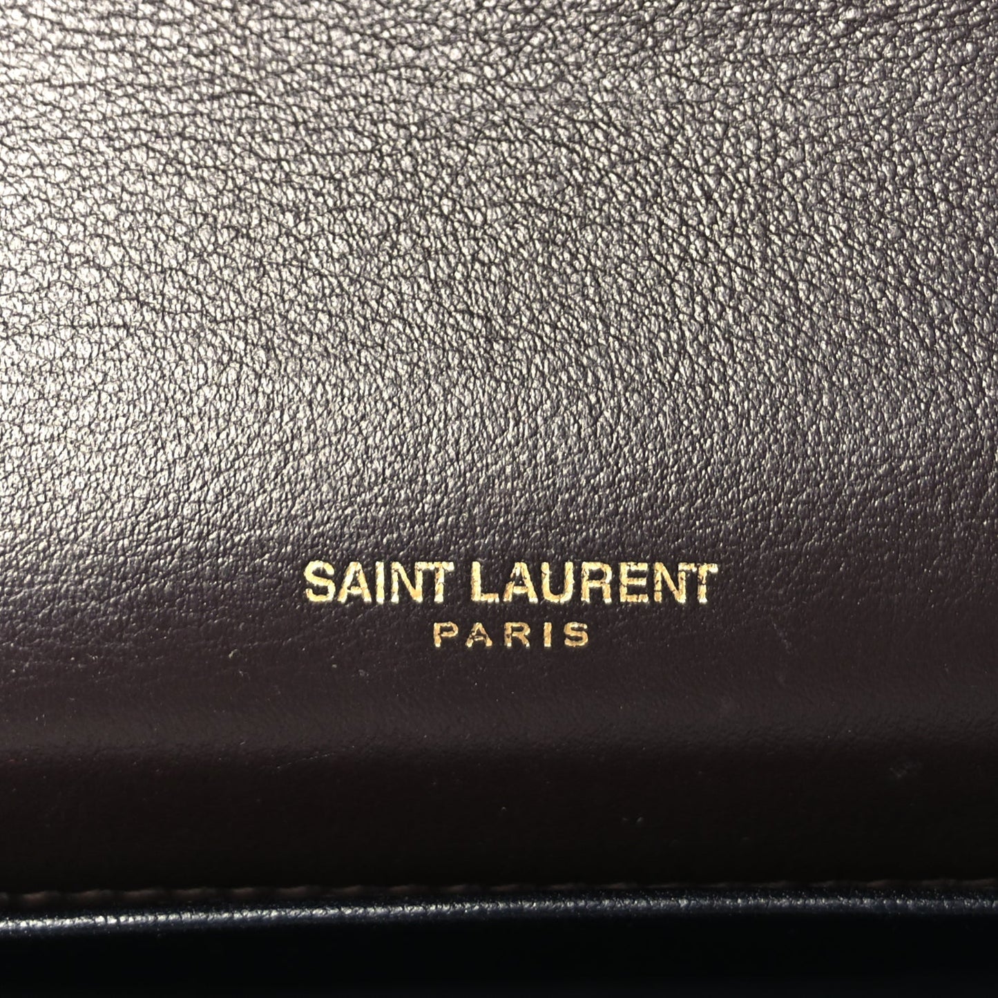 Saint Laurent Patent Uptown Chain Wallet Nut Brown