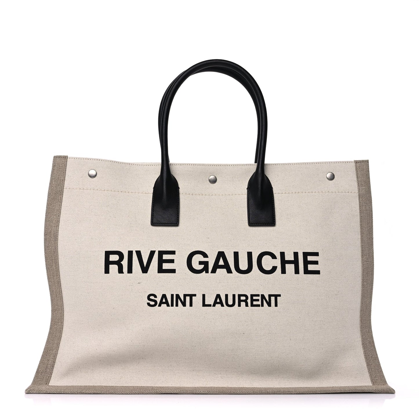 Saint Laurent Linen Calfskin Small Rive Gauche Tote  Greggio Natural