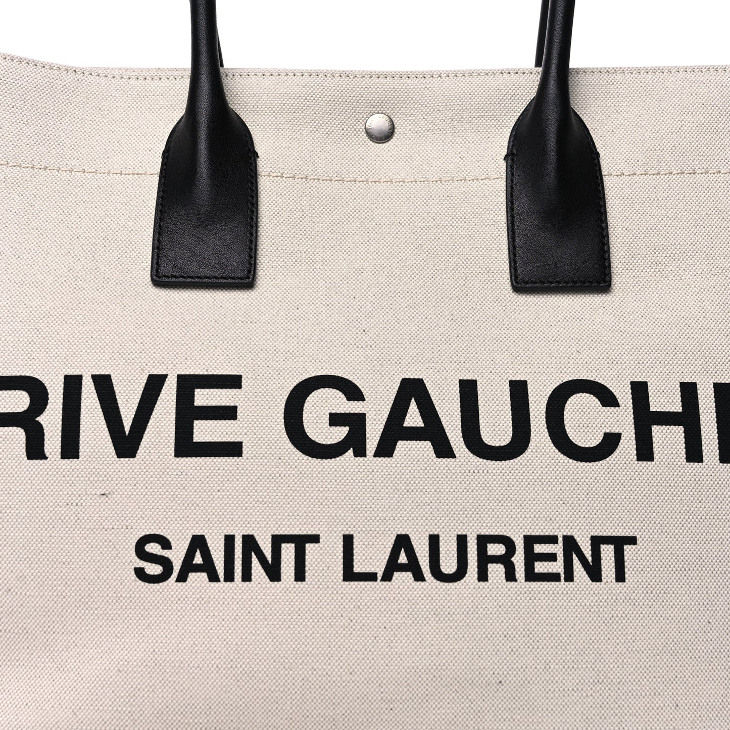 Saint Laurent Linen Calfskin Small Rive Gauche Tote  Greggio Natural