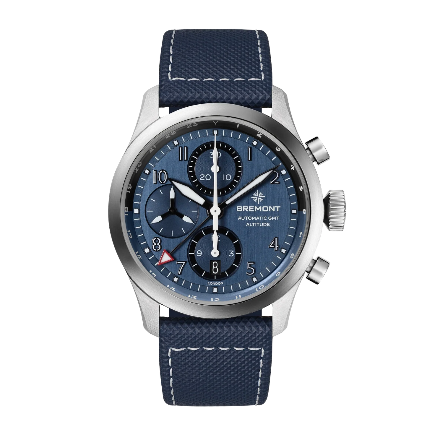 Altitude 42mm Chronograph GMT Blue Dial Leather Strap