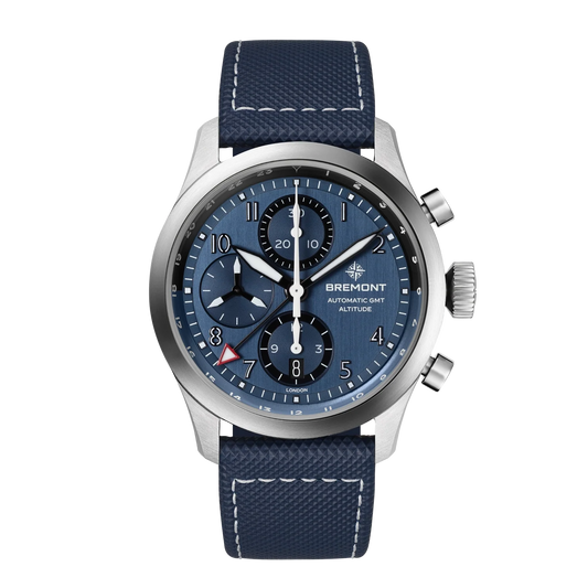 Altitude 42mm Chronograph GMT Blue Dial Leather Strap