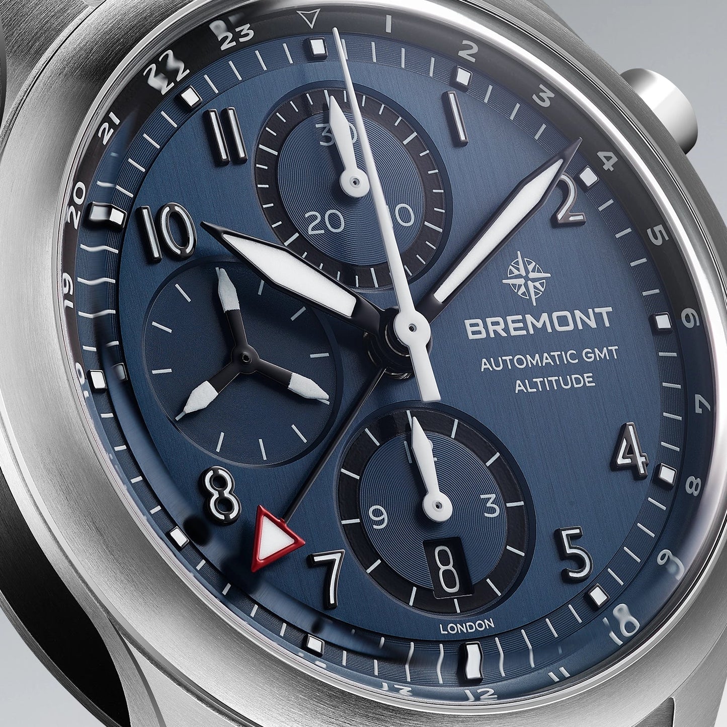 Altitude 42mm Chronograph GMT Blue Dial Leather Strap