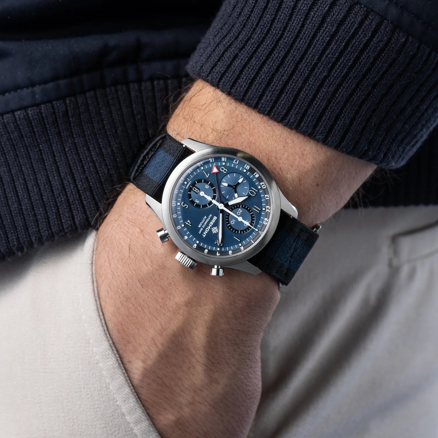 Altitude 42mm Chronograph GMT Blue Dial Nato Strap