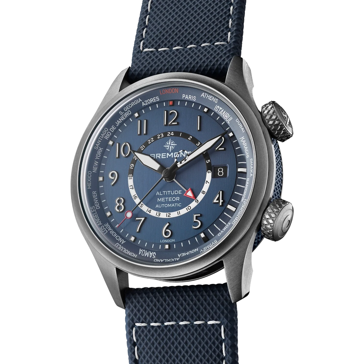 Altitude MB Meteor Time Zones Blue Dial Leather Strap