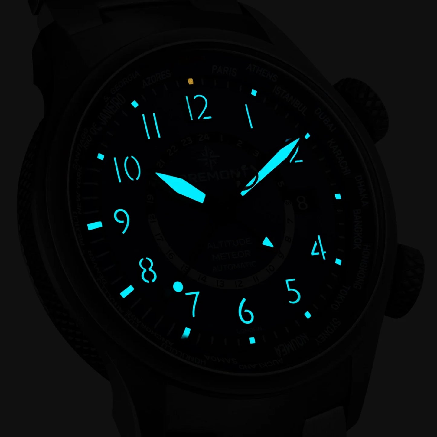 Altitude MB Meteor Time Zones Blue Dial Leather Strap