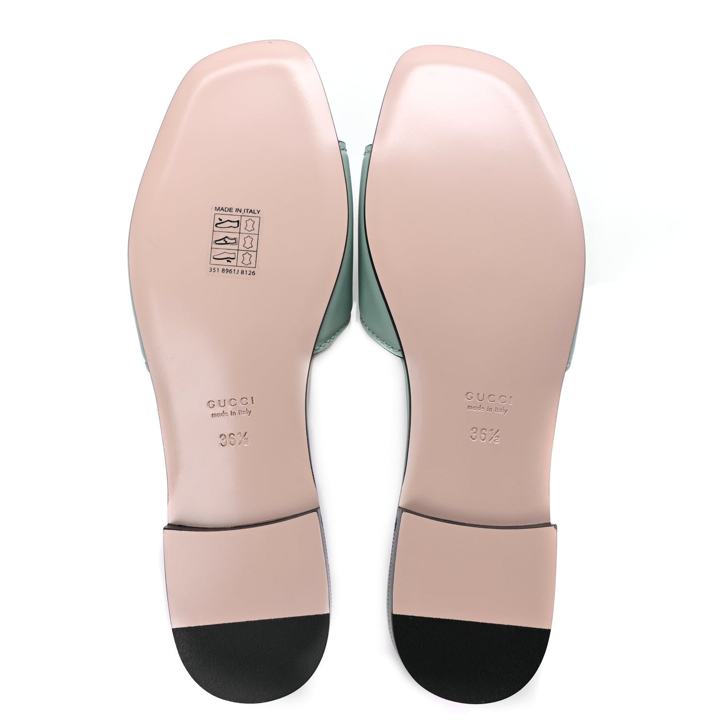 Gucci Cosmos Softy Calfskin Interlocking G Cut Out Slide Sandals 36.5 Light Pastel Green