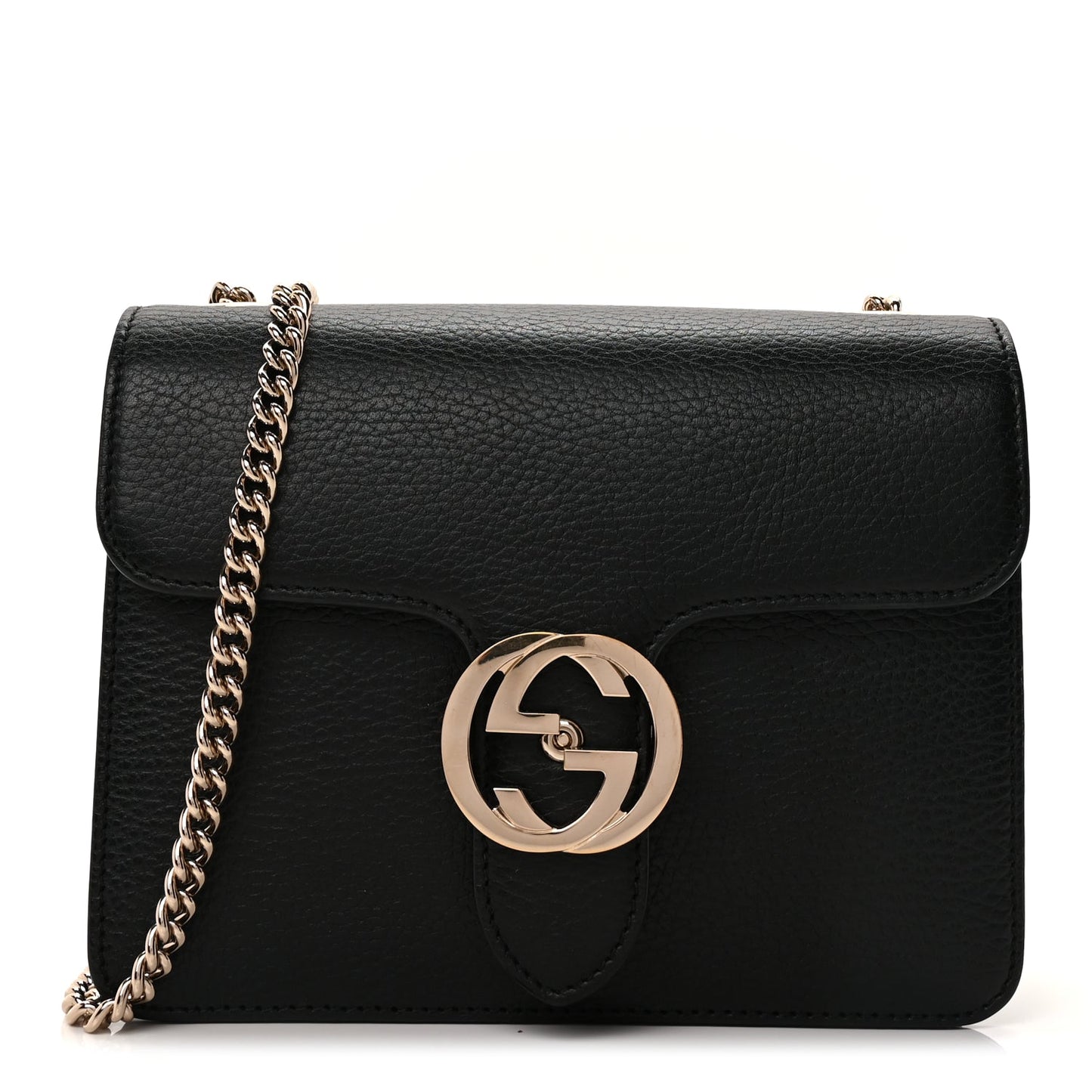 Gucci Dollar Calfskin Small Interlocking G Shoulder Bag Black