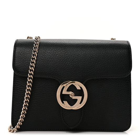 Gucci Dollar Calfskin Small Interlocking G Shoulder Bag Black
