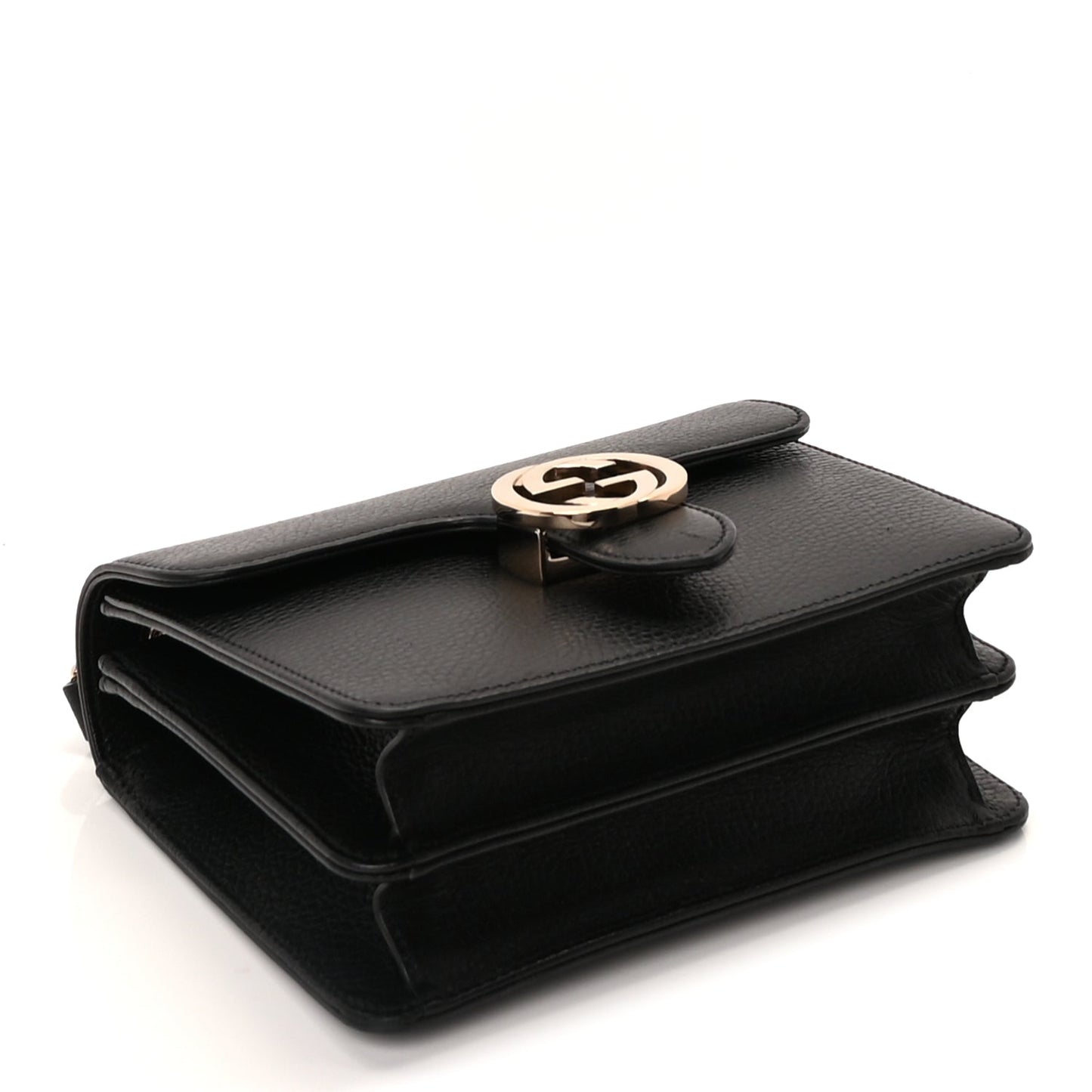 Gucci Dollar Calfskin Small Interlocking G Shoulder Bag Black