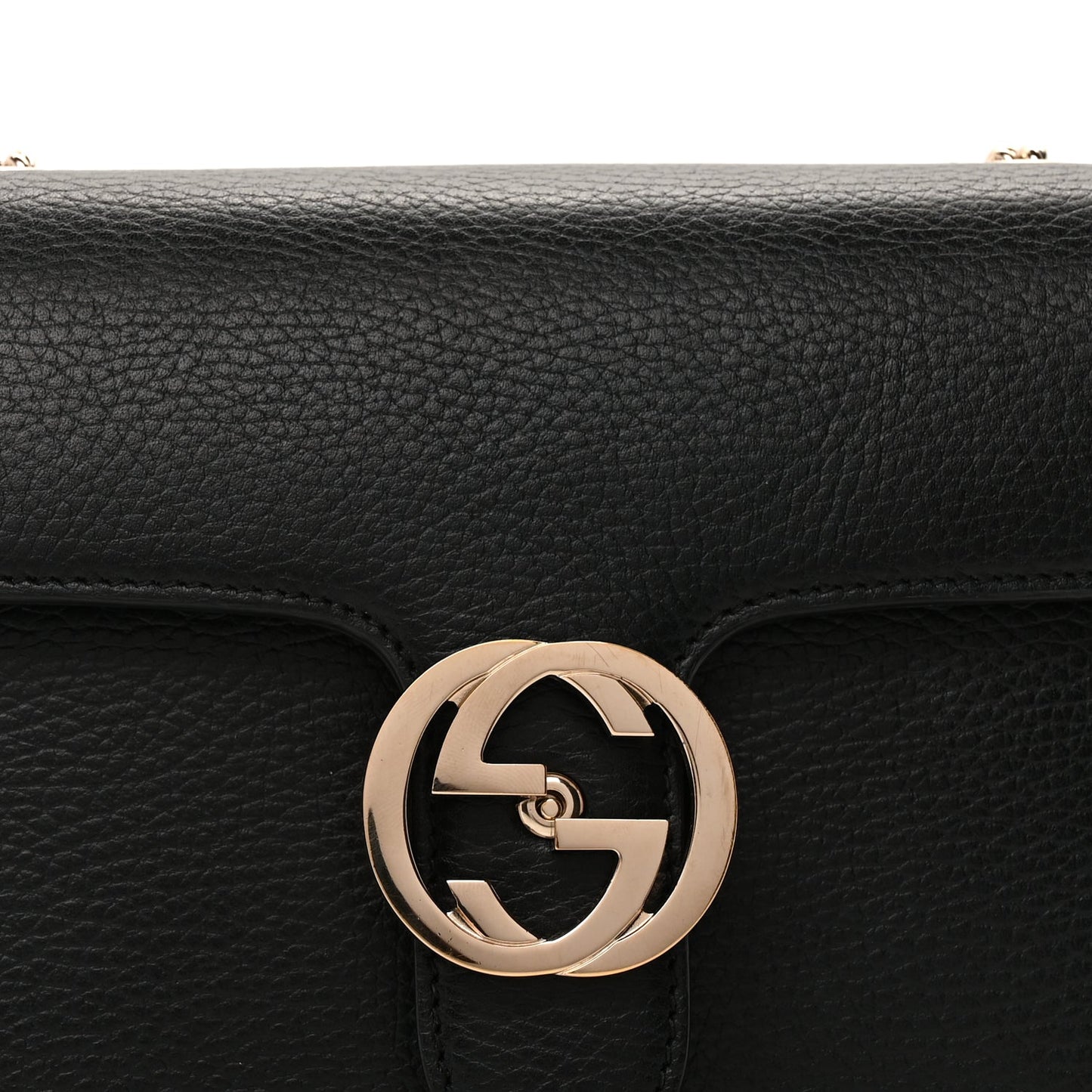 Gucci Dollar Calfskin Small Interlocking G Shoulder Bag Black