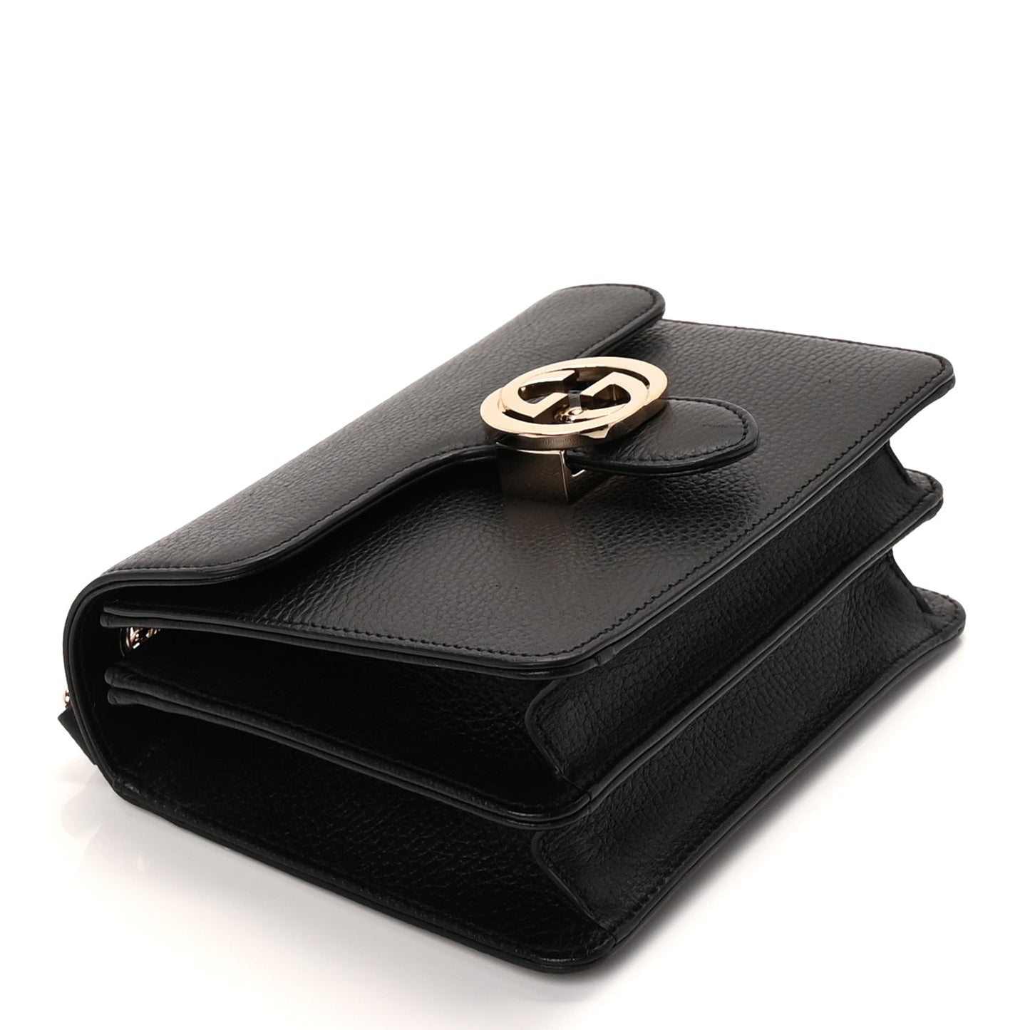 Gucci Dollar Calfskin Small Interlocking G Shoulder Bag Black