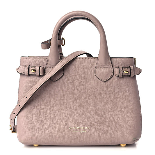 Burberry Derby Calfskin House Check Small Banner Tote Pink