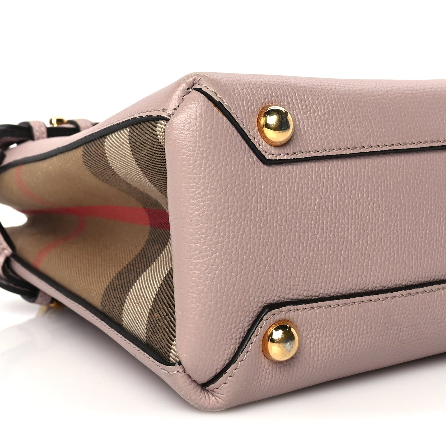 Burberry Derby Calfskin House Check Small Banner Tote Pink