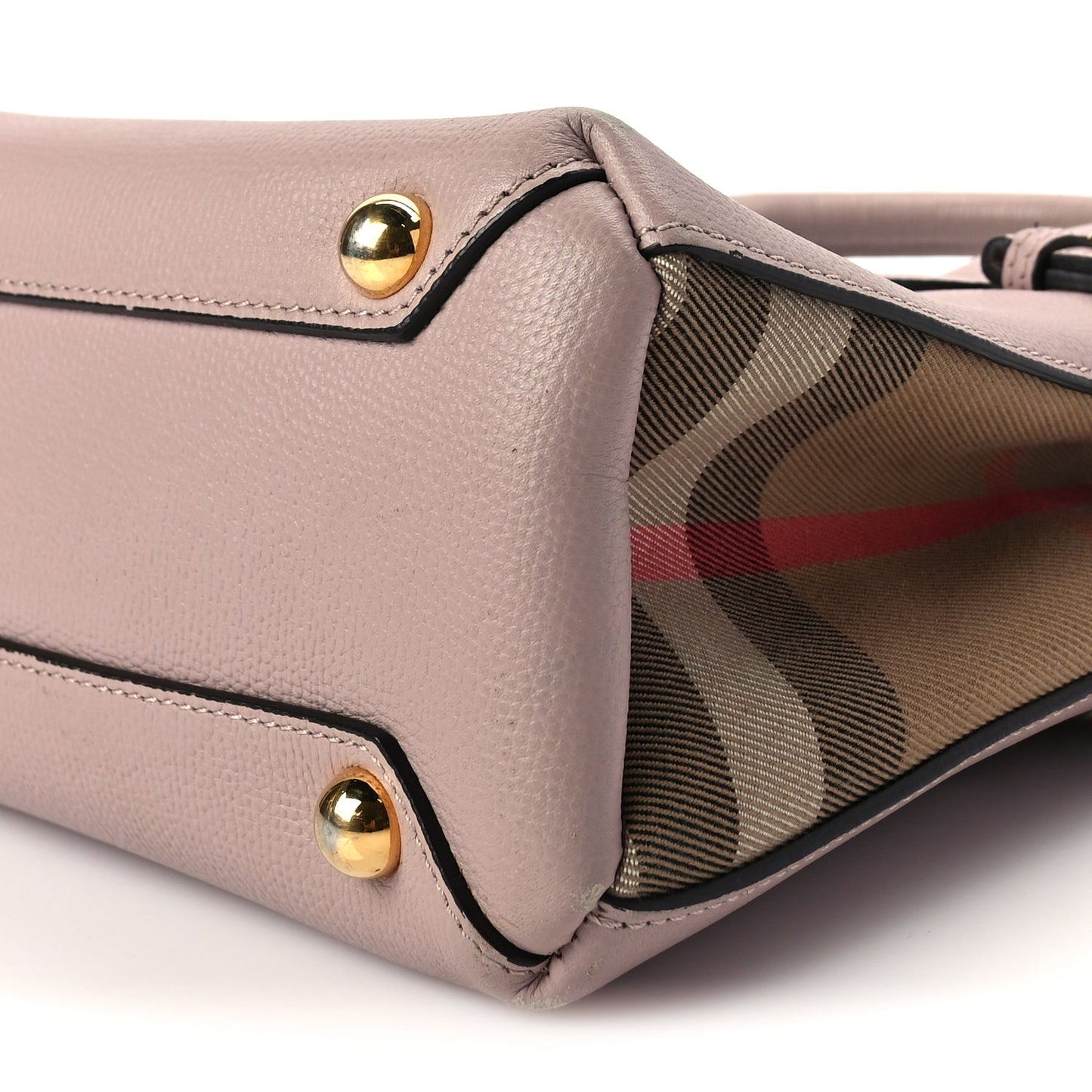 Burberry Derby Calfskin House Check Small Banner Tote Pink