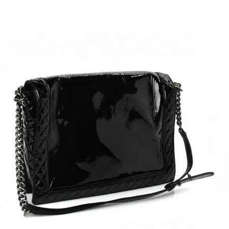 Chanel Patent Large Boy Reverso Flap Black