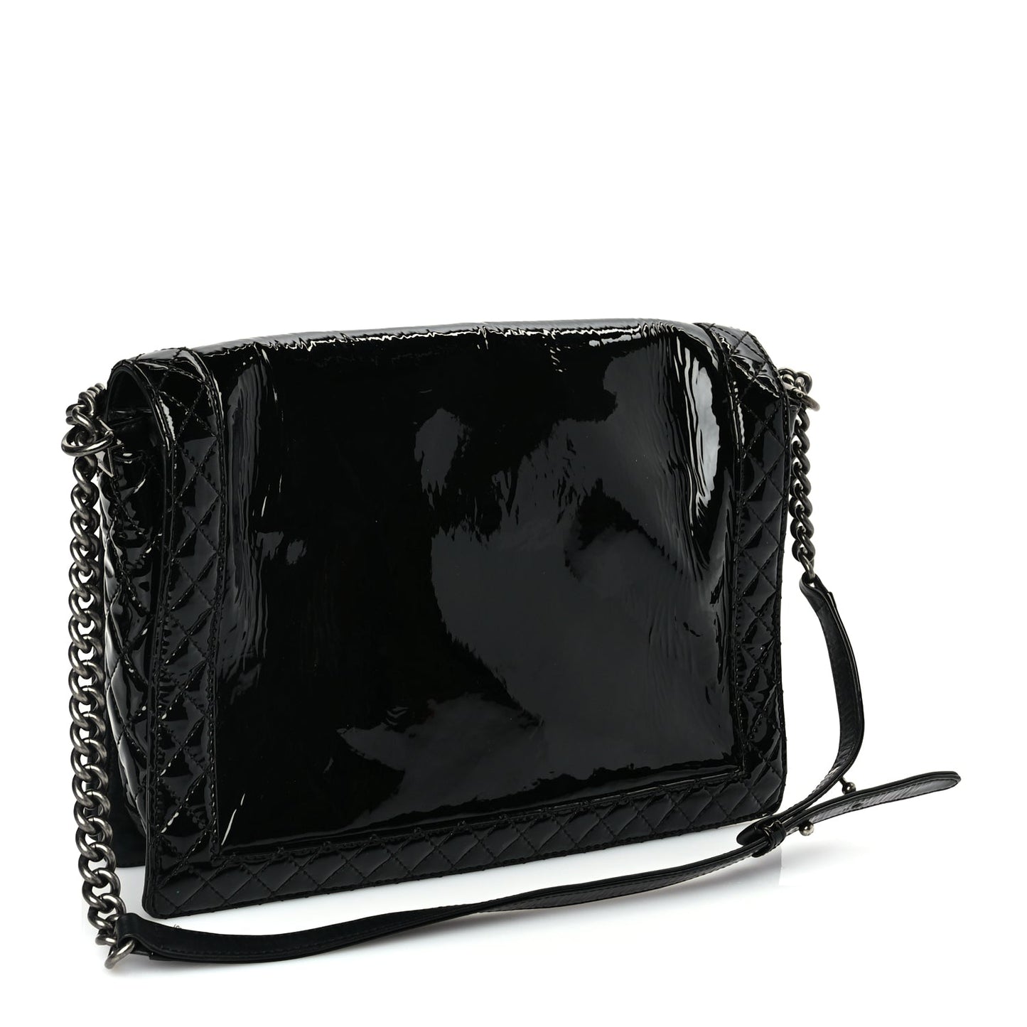 Chanel Patent Large Boy Reverso Flap Black