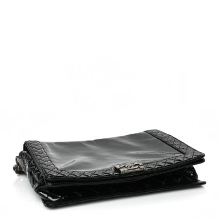 Chanel Patent Large Boy Reverso Flap Black