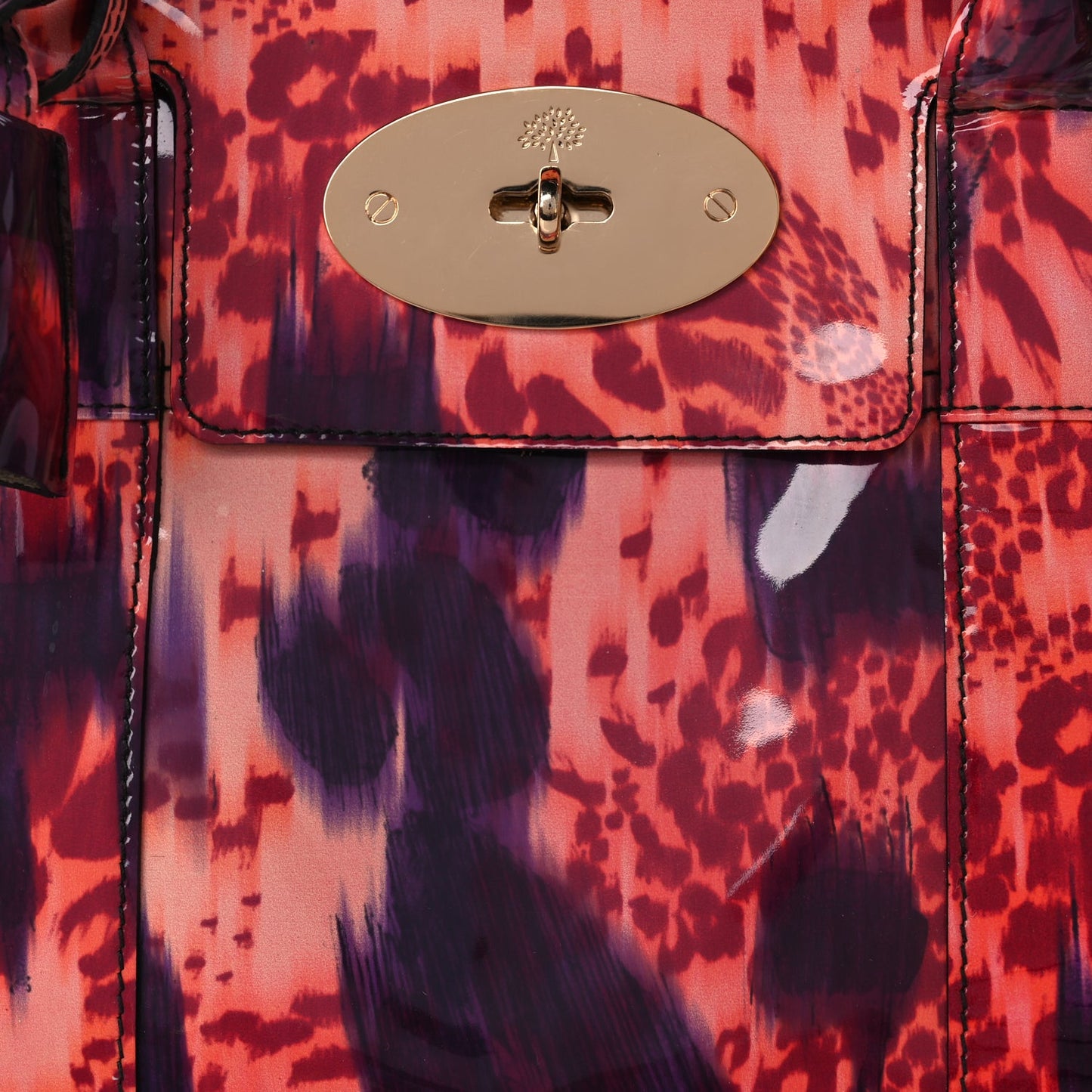 Mulberry Patent Loopy Leopard Bayswater Plum