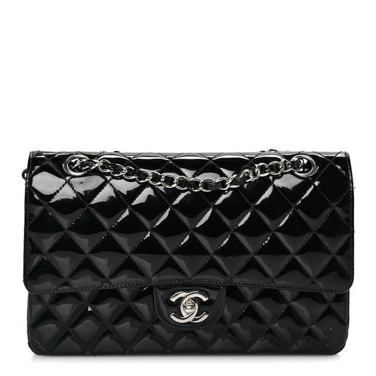 Chanel Patent Quilted Medium Double Flap Black
