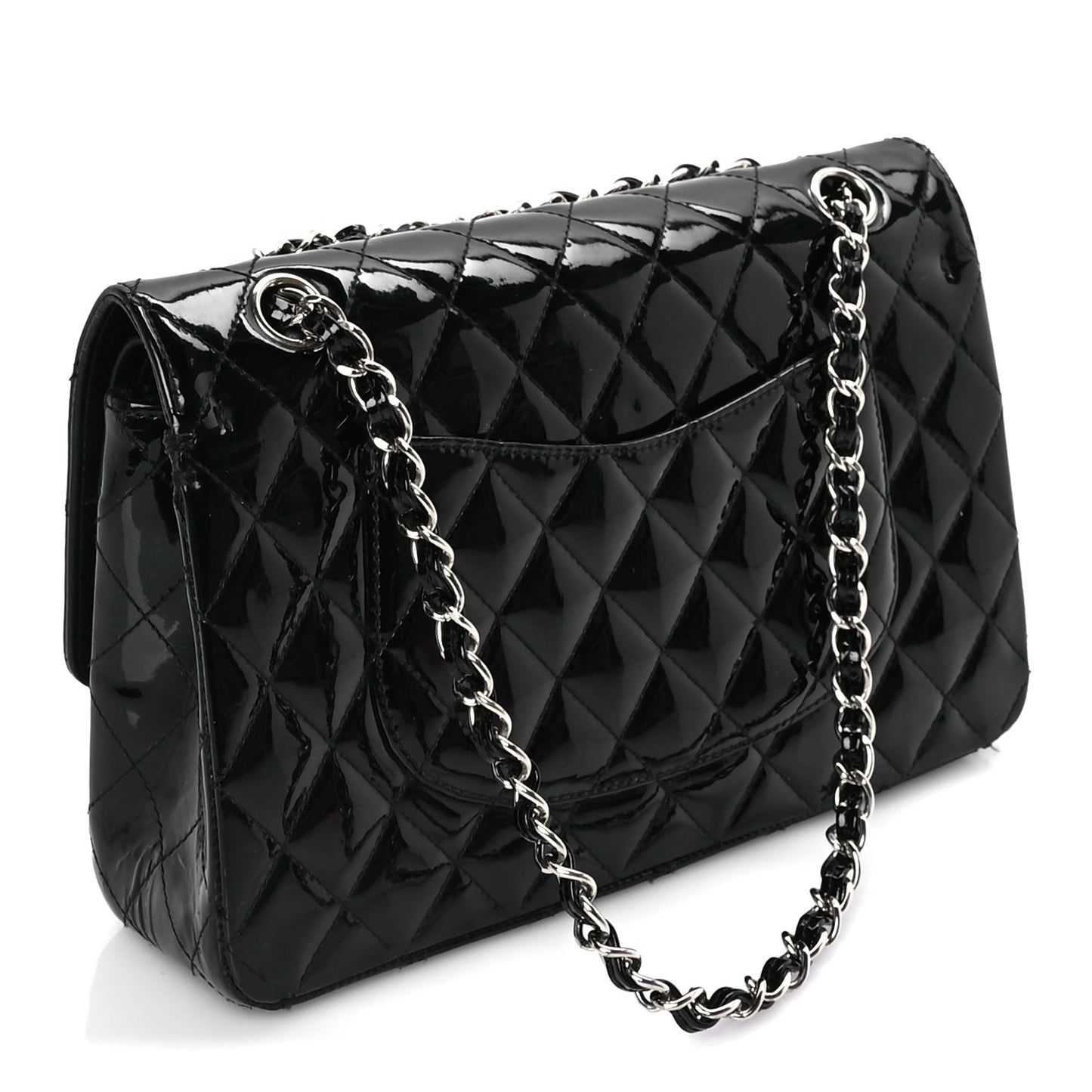 Chanel Patent Quilted Medium Double Flap Black