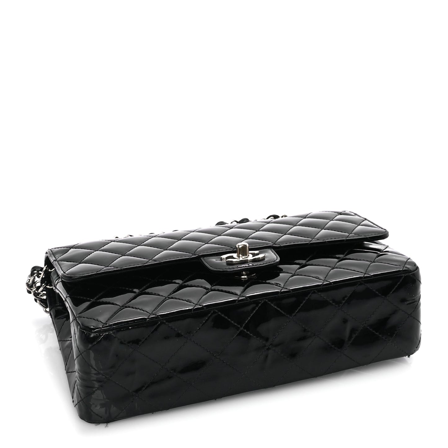 Chanel Patent Quilted Medium Double Flap Black