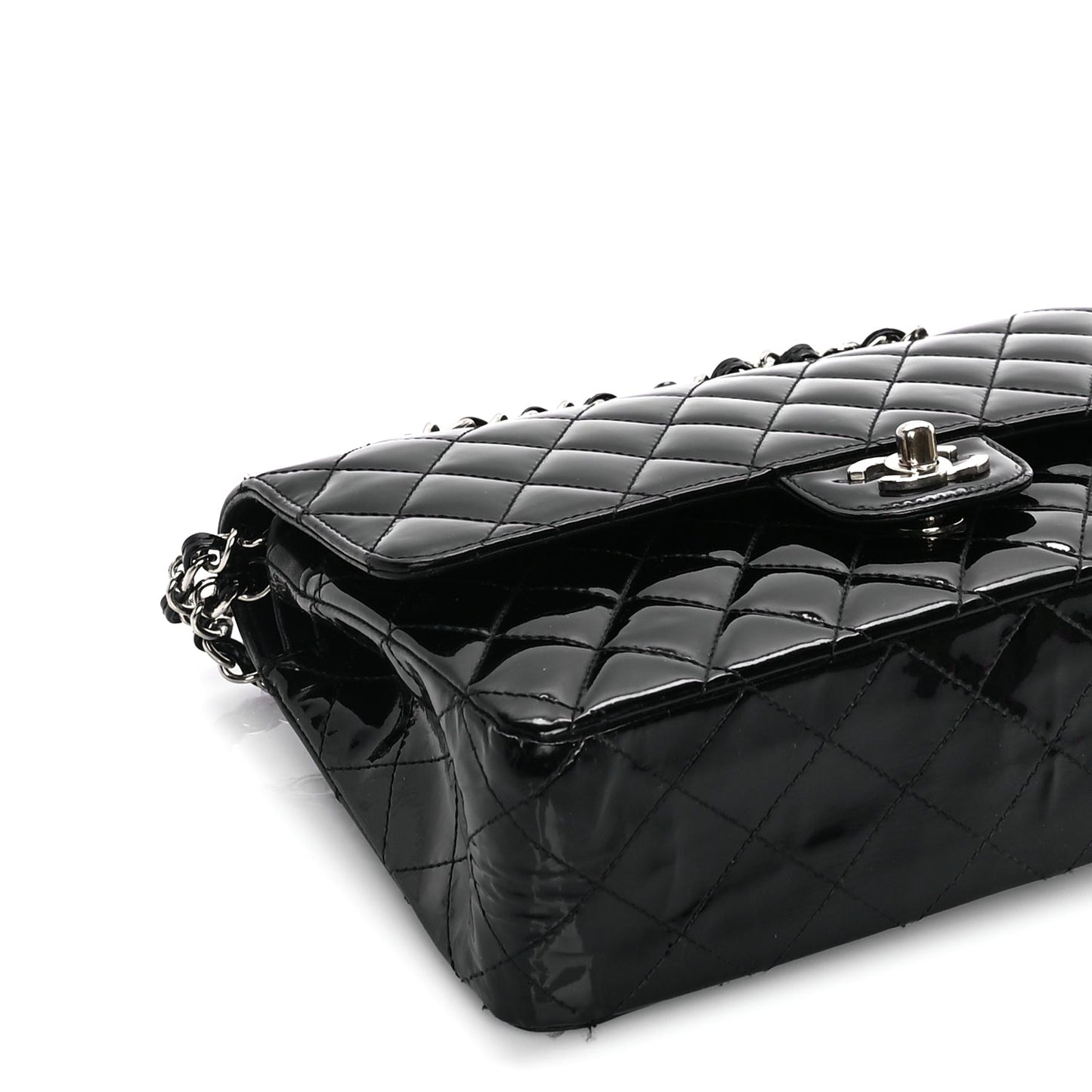 Chanel Patent Quilted Medium Double Flap Black