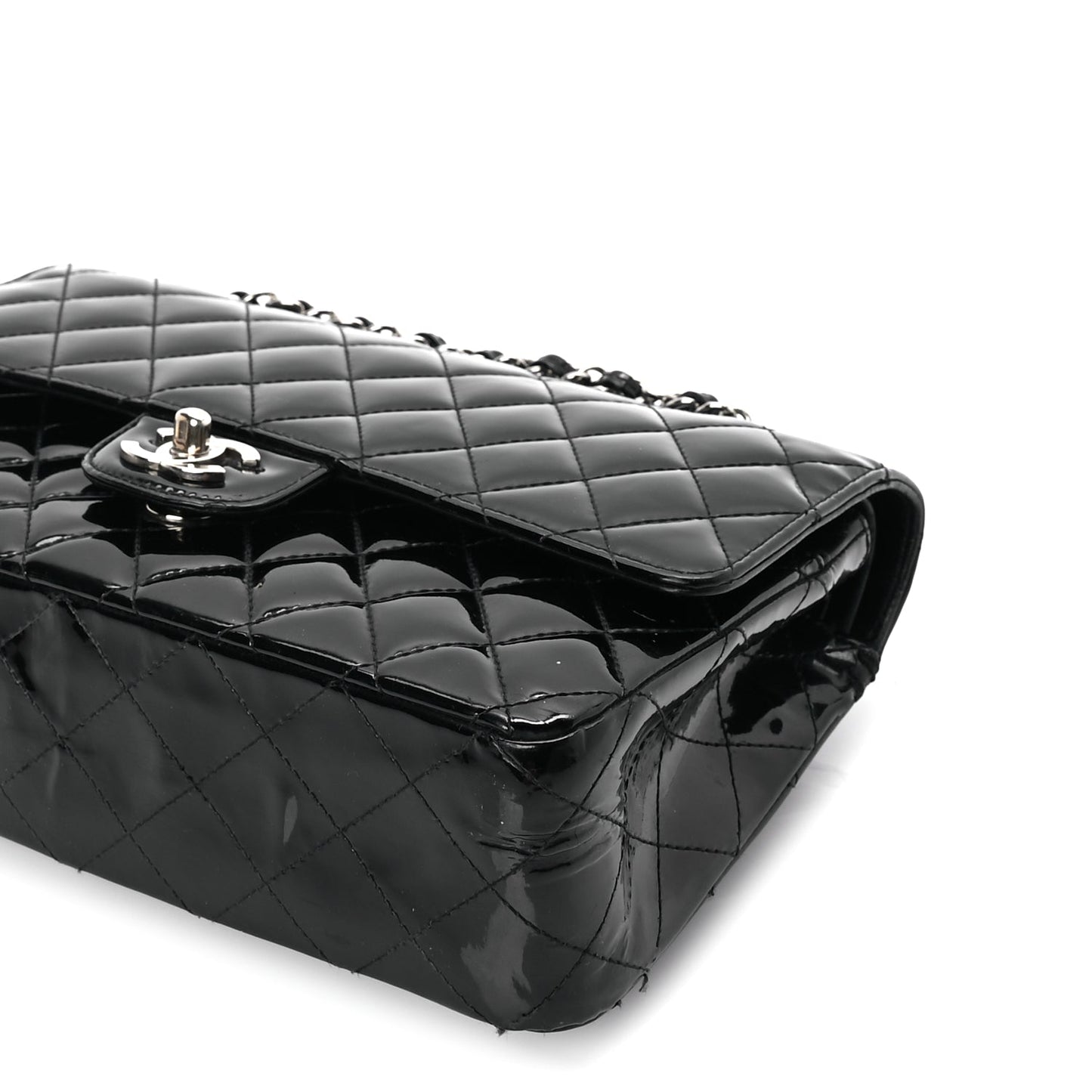 Chanel Patent Quilted Medium Double Flap Black