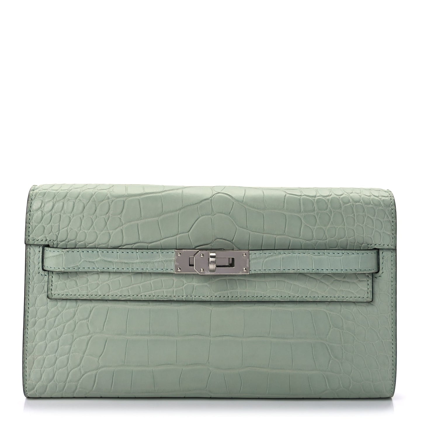 Hermes Matte Alligator Kelly Wallet To Go Vert D Eau