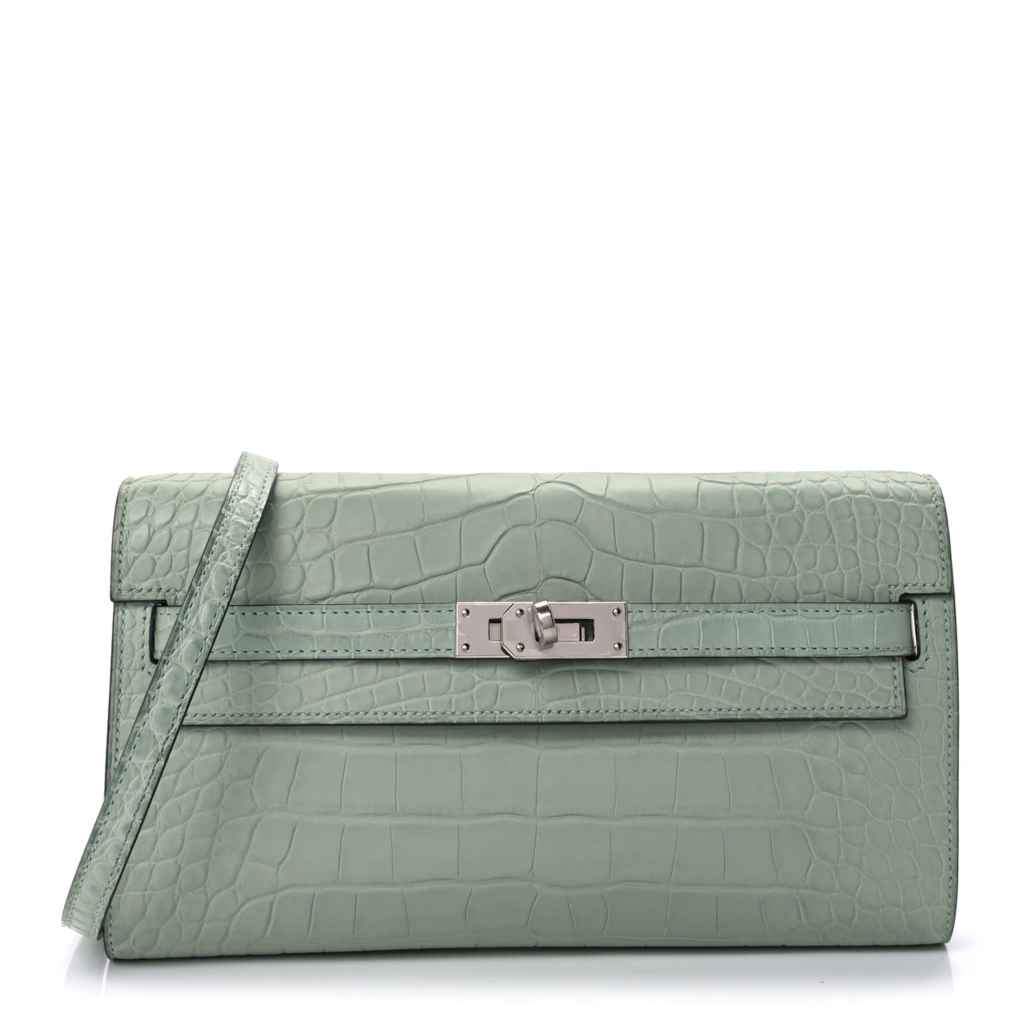 Hermes Matte Alligator Kelly Wallet To Go Vert D Eau