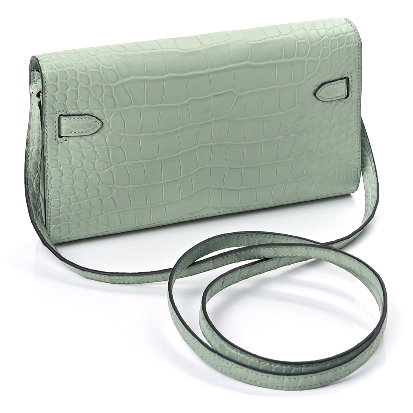 Hermes Matte Alligator Kelly Wallet To Go Vert D Eau