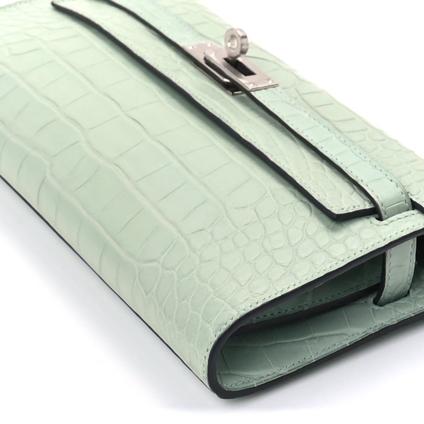 Hermes Matte Alligator Kelly Wallet To Go Vert D Eau