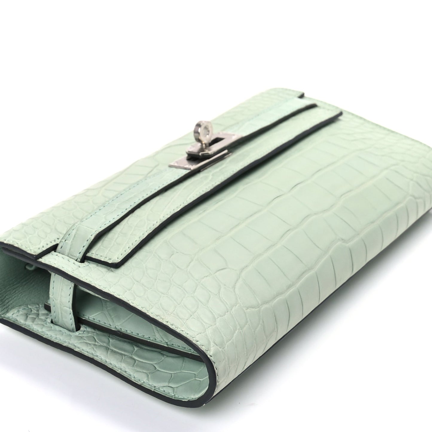 Hermes Matte Alligator Kelly Wallet To Go Vert D Eau