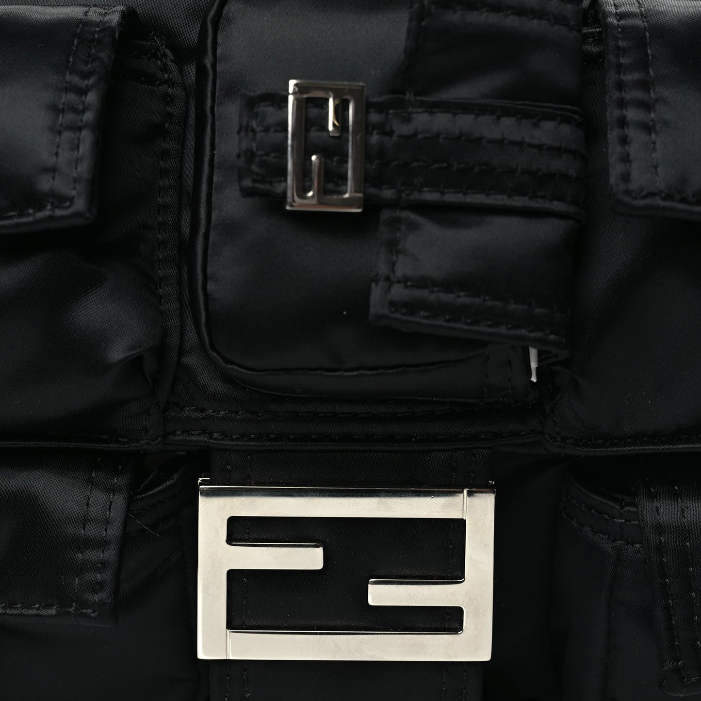 Fendi Econyl Cuoio Romano Multipocket Baguette Black