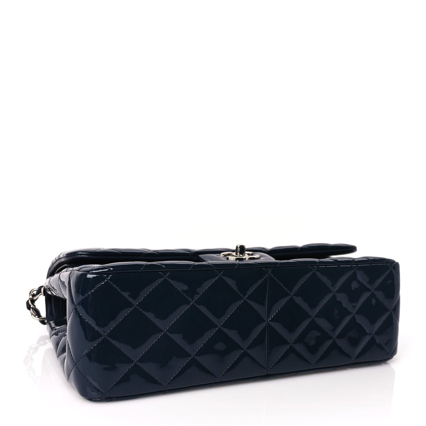 Chanel Patent Quilted Jumbo Double Flap Navy
