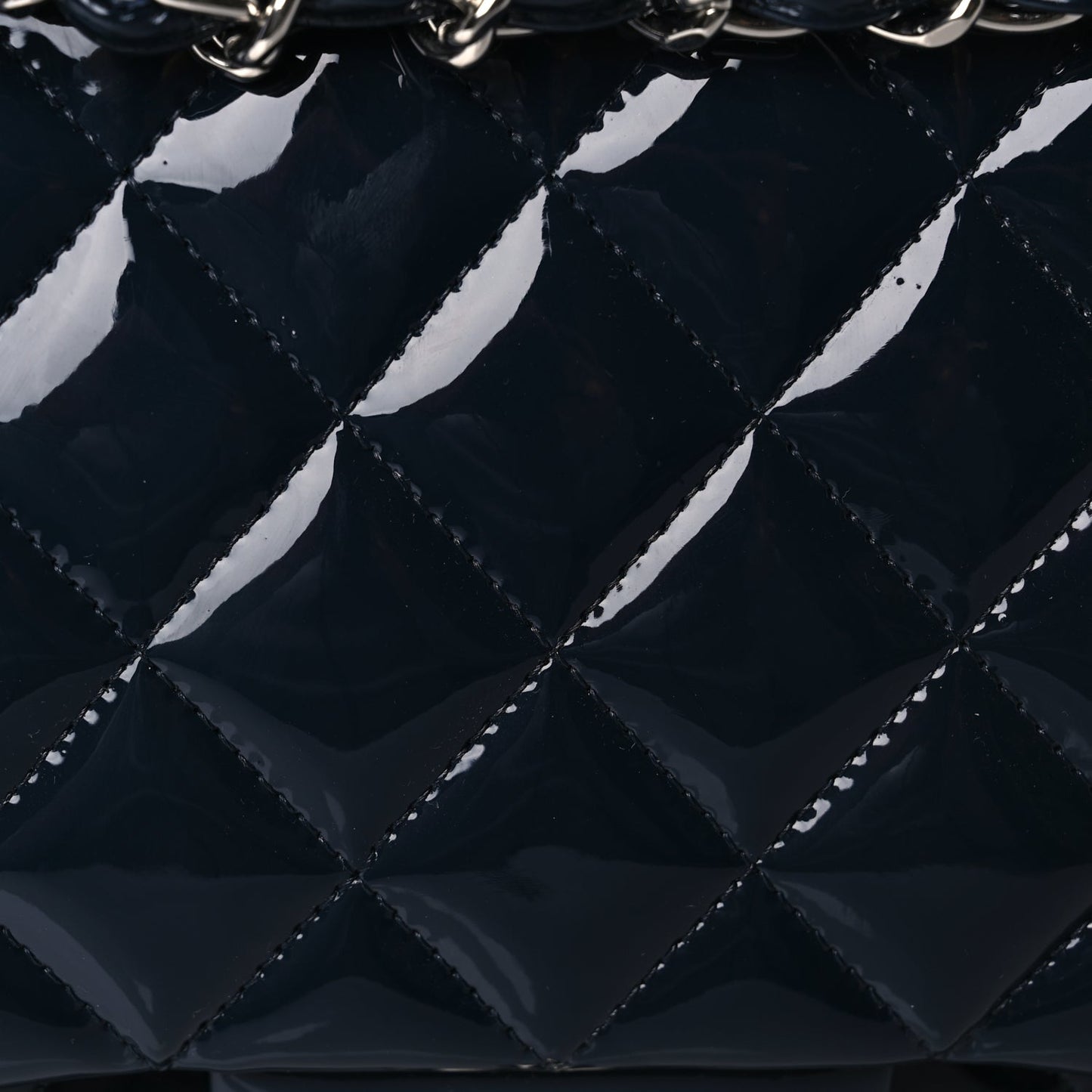 Chanel Patent Quilted Jumbo Double Flap Navy